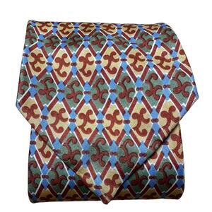 Vintage Yves Saint Laurent All Silk Neck Tie All Over Print Patterned Multicolor